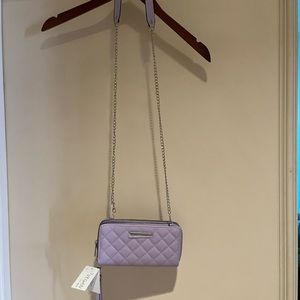 Lavender chain, purse , wallet ,wristlet quilted bag